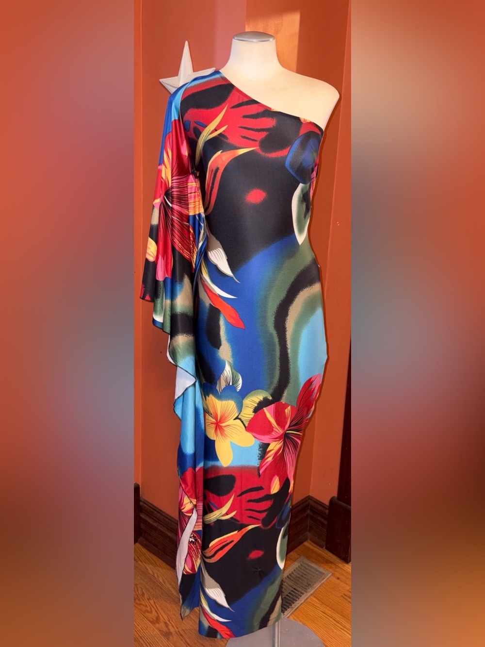 NWT-Koh Koh Tropical Floral Multicolor Draped Dress